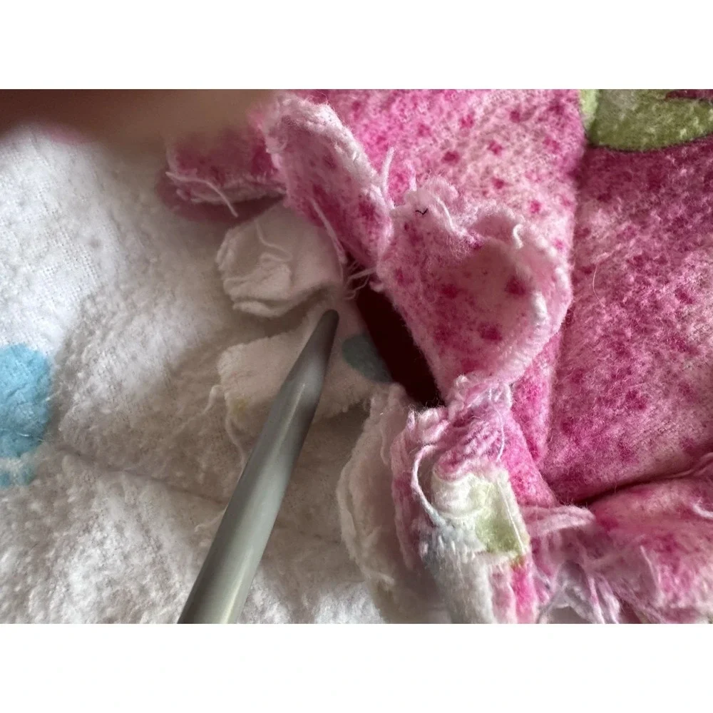 Handmade Baby Rag Quilt Blanket Pink Flannel Patchwork Lovey 35x50